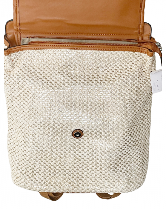 Rucsac DELILAH cu clapa, Crem, 30x30cm [5]