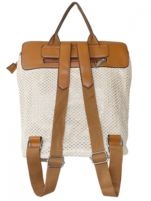 Rucsac DELILAH cu clapa, Crem, 30x30cm [2]