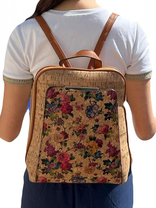 Rucsac din pluta BEATRIZ, Cu buzunar, 30x13x32cm [2]