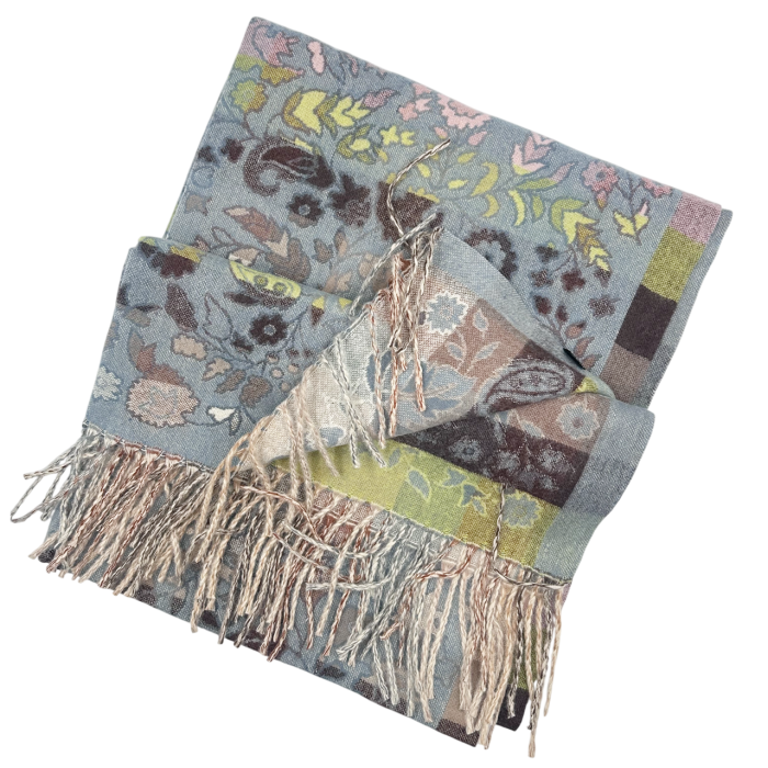 Sal jaquard VINTAGE BLOOM – Esarfa reversibila bleu [2]