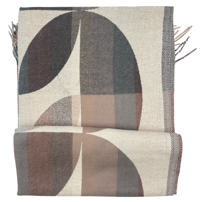 Sal Poncho cu model geometric ECLIPSE, Bej/ Maro [5]