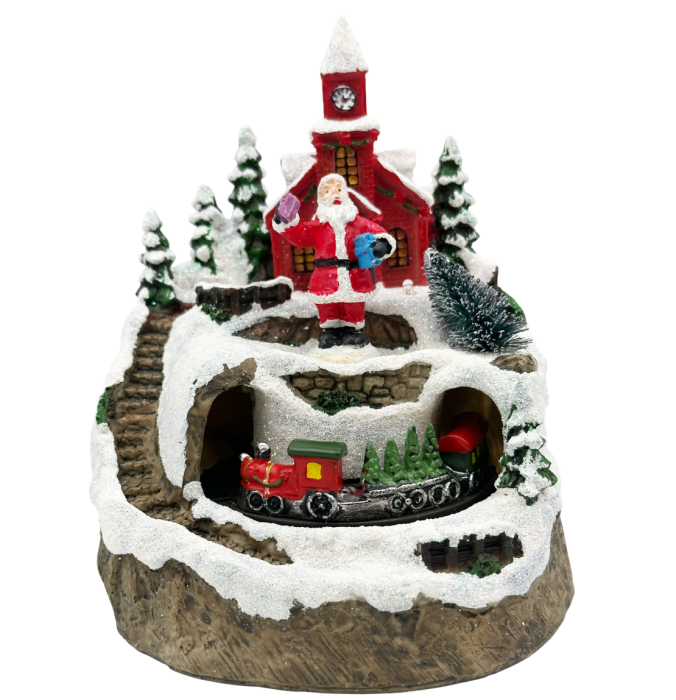 Decorațiune Muzicală de Crăciun cu LED, Mos Craciun și Trenuleț – Peisaj de Iarnă Magic [1]