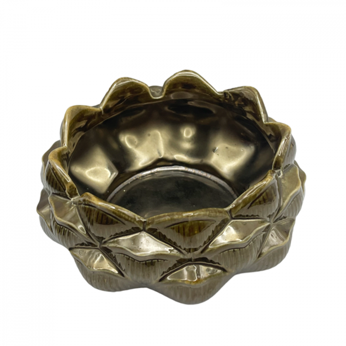 Scrumiera ceramica PINECONE, Auriu, 10cm [2]