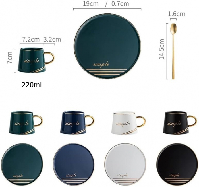 Set 2 cesti & 2 farfurii DENZEL Verde/ Albastru, 220ml [5]