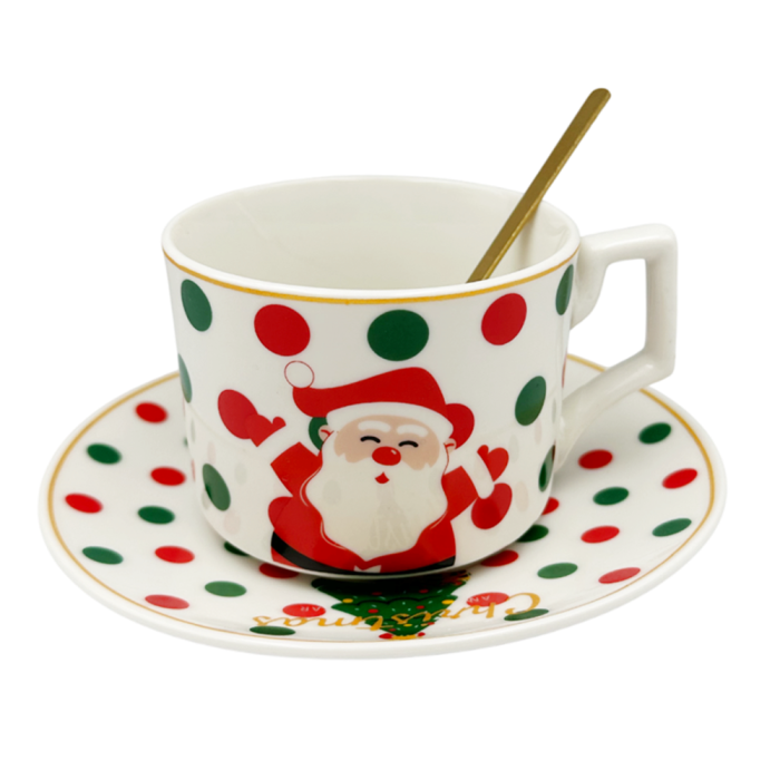 Set 2 Cesti & 2 Farfurii cu Mos Craciun SEASON, 180ml [3]