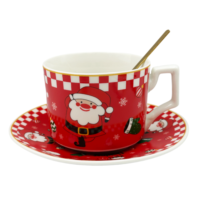 Set 2 Cesti & 2 Farfurii cu Mos Craciun SEASON, 180ml [2]