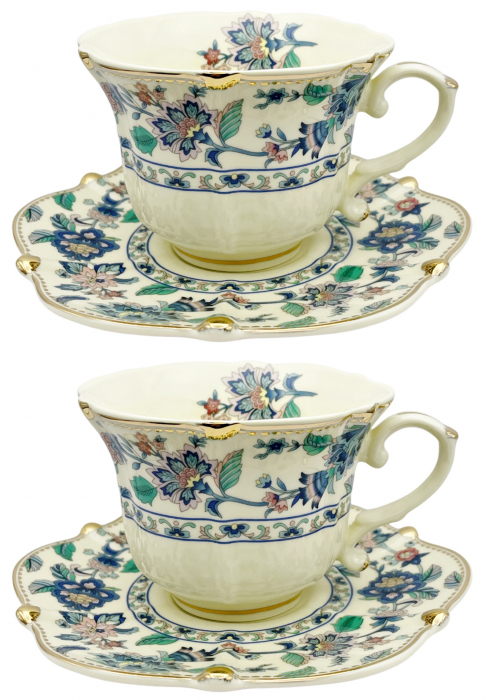 Set portelan Vintage, 2 Cesti si Farfurii Alexander, 180ml [1]