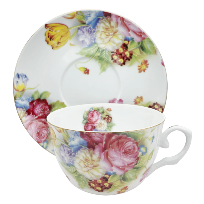 Set 2 Cesti cu Farfurii din Portelan Fin – Model Floral Genevieve [2]