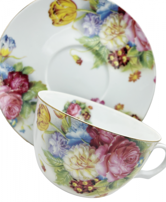 Set portelan fin, 2 Cesti si farfurii Genevieve, 180ml [4]