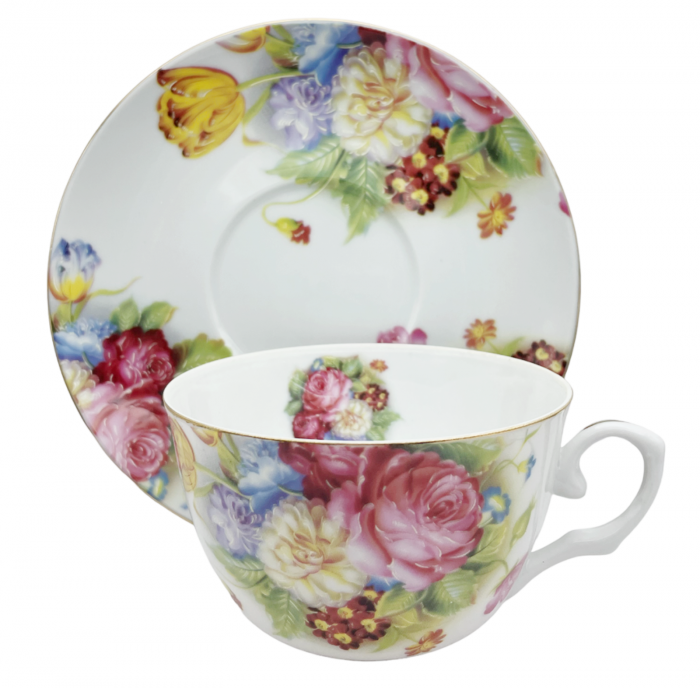 Set portelan fin, 2 Cesti si farfurii Genevieve, 180ml [2]