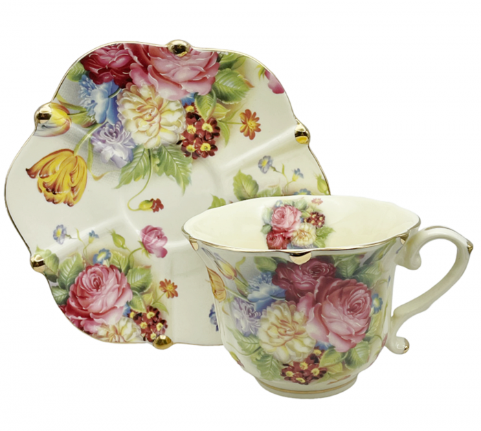 Set portelan Vintage, 2 Cesti si Farfurii GENEVIEVE, 180ml [2]