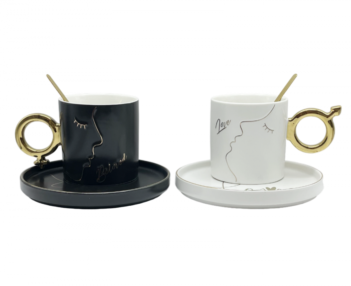 Set 2 Cesti cu Farfurii MR & MRS, Alb/ Negru [3]