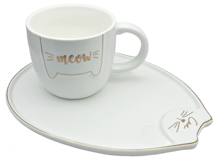Set 2 Cesti cu Farfurii, Pisica MEOW, 200ml [2]