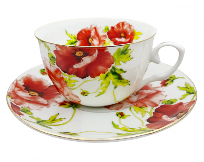 Set portelan fin, 2 Cesti si farfurii POPPY, 180ml [3]