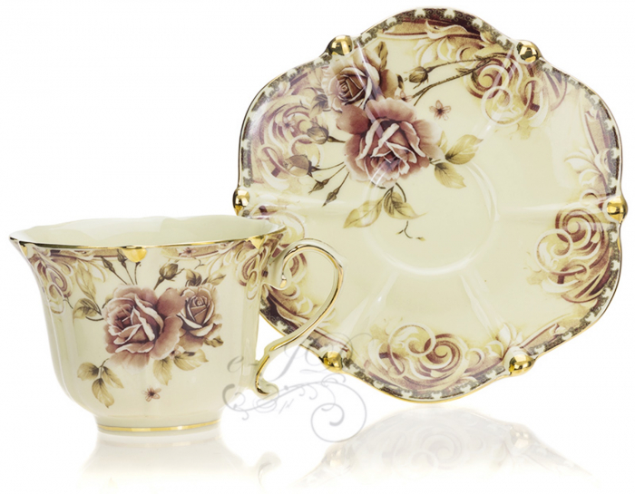 Set portelan Vintage, 2 Cesti si Farfurii Grace, 180ml [3]