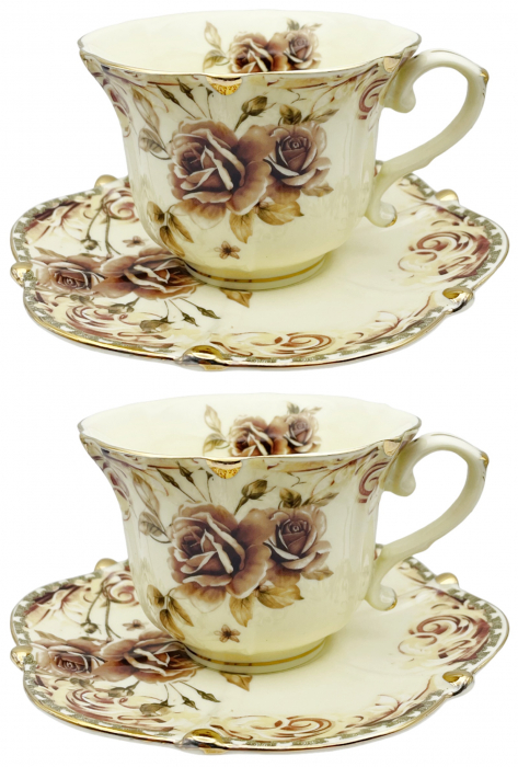 Set portelan Vintage, 2 Cesti & 2 Farfurii VICTORIA [1]