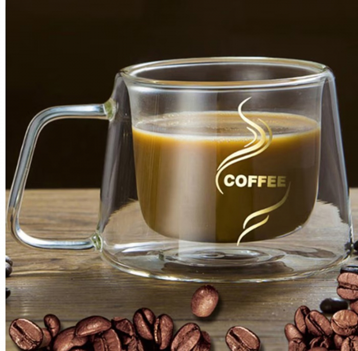 Set 2 Cani sticla borosilicata COFFEE, Perete dublu, 200ml [4]