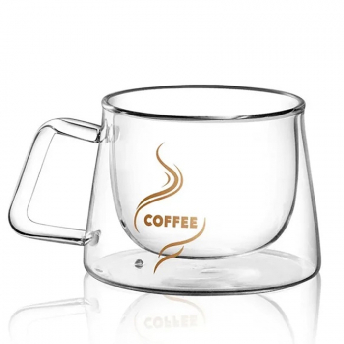 Set 2 Cani sticla borosilicata COFFEE, Perete dublu, 200ml [2]
