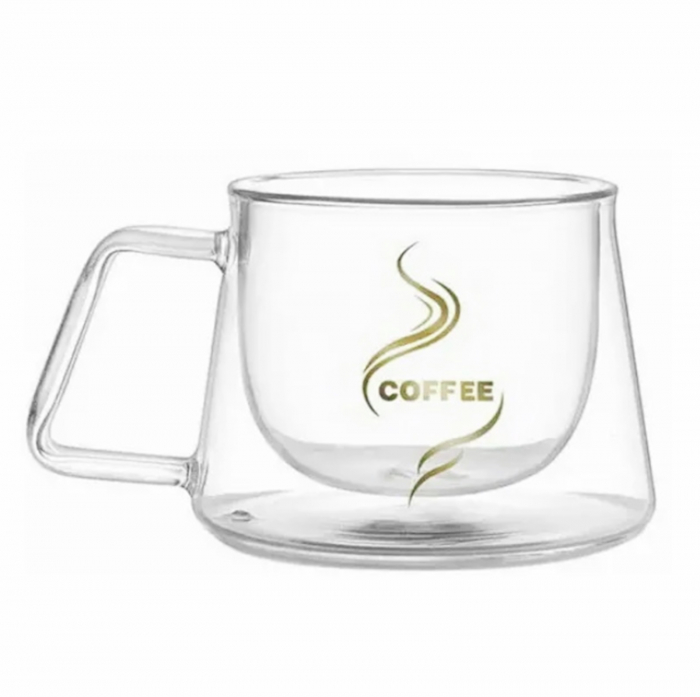 Set 2 Cani sticla borosilicata COFFEE, Perete dublu, 200ml [7]