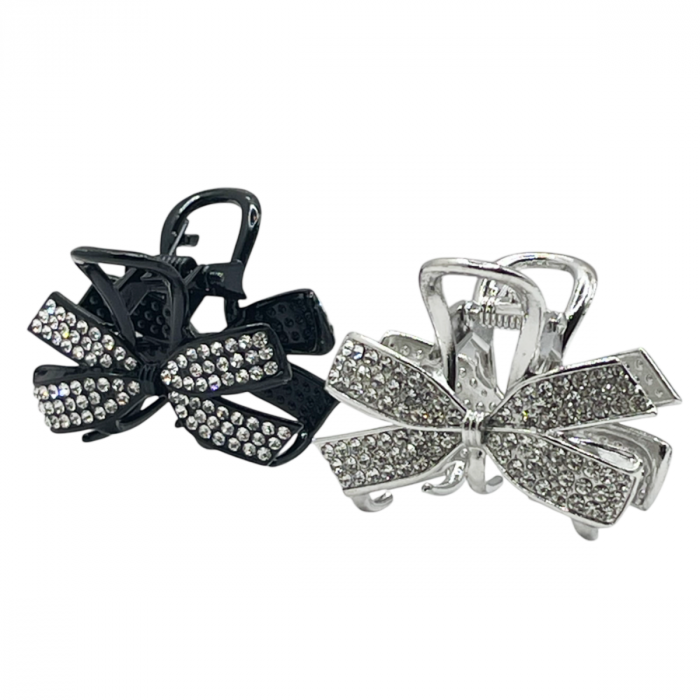 Set 2 Clesti de Par DESIRE cu strasuri, Argintiu/ Negru [1]