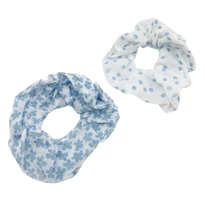 Set 2 elastice pentru par DENISE, Bleu, 12cm [1]