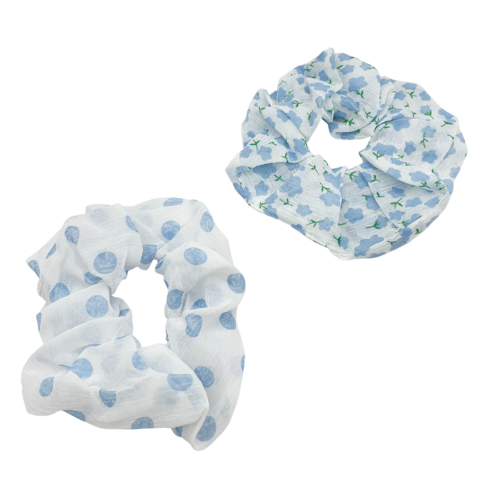Set 2 elastice pentru par DENISE, Bleu, 12cm [3]