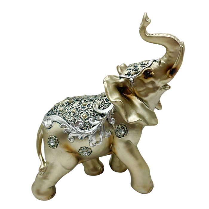 Elefant decorativ LOTUS, Auriu, 12x13cm [1]