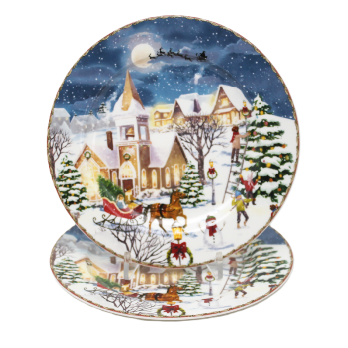 Set 2 Farfurii Portelan SEASON 19 cm – Model Peisaj de Iarna [3]