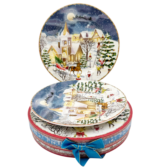 Set 2 Farfurii Portelan SEASON 26 cm – Model Peisaj de Iarna [3]