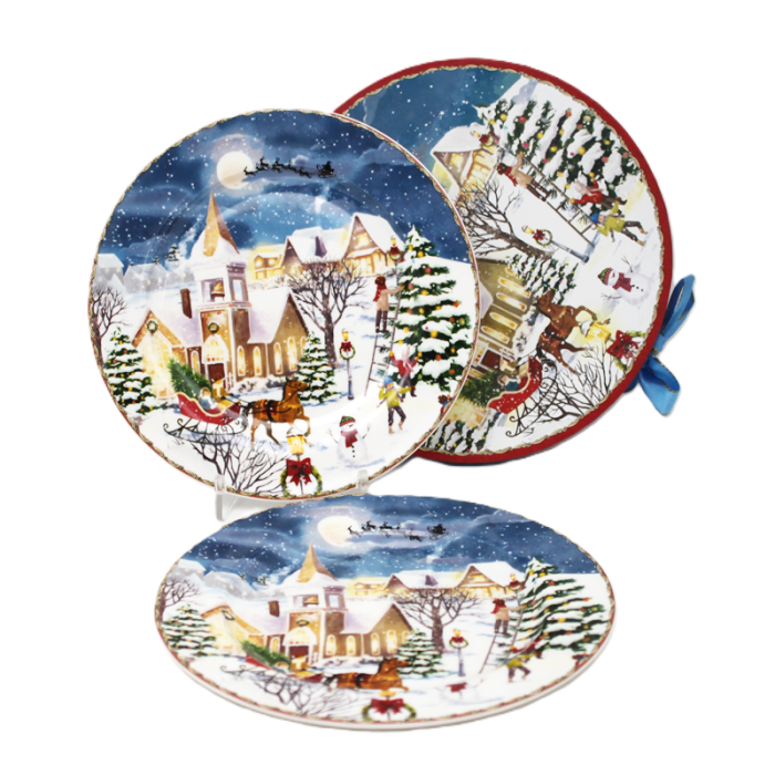 Set 2 Farfurii Portelan SEASON 19 cm – Model Peisaj de Iarna [1]