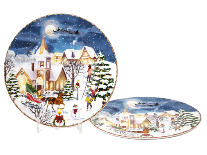 Set 2 Farfurii Portelan SEASON 26 cm – Model Peisaj de Iarna [2]