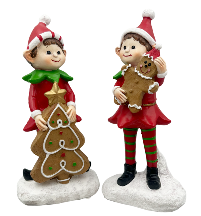 Set 2 figurine Spiriduși de Crăciun cu turta dulce – decorațiuni vesele de iarnă [1]