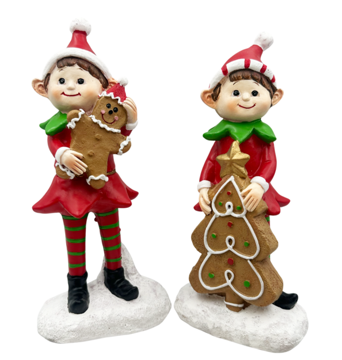 Set 2 figurine Spiriduși de Crăciun cu turta dulce – decorațiuni vesele de iarnă [2]