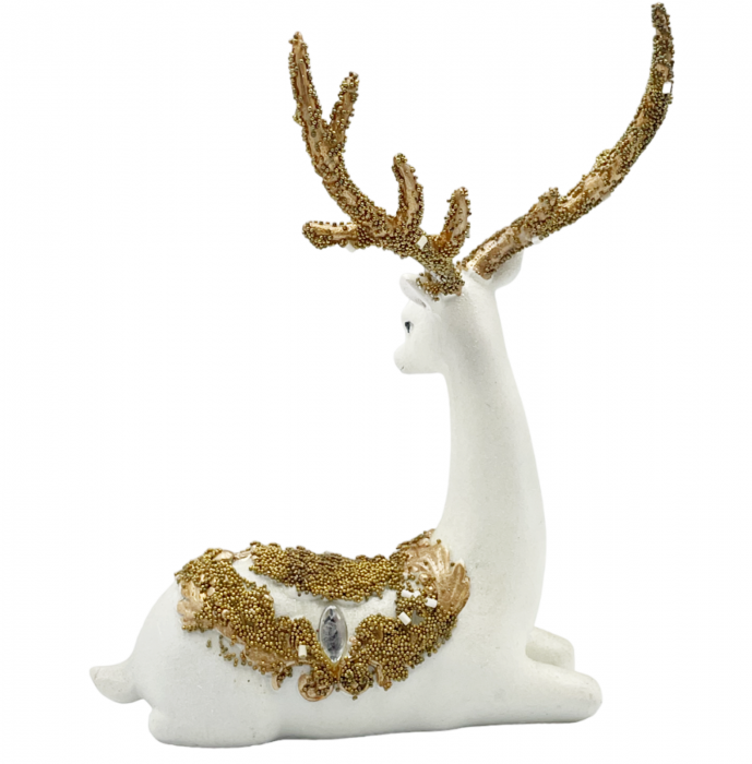 Cerb decorativ BEAUTY, Alb/ Auriu, 15x27cm [3]