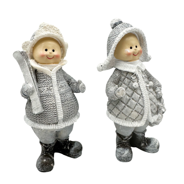 Set 2 Figurine Copii cu hainute gri  JOY, 14cm [2]