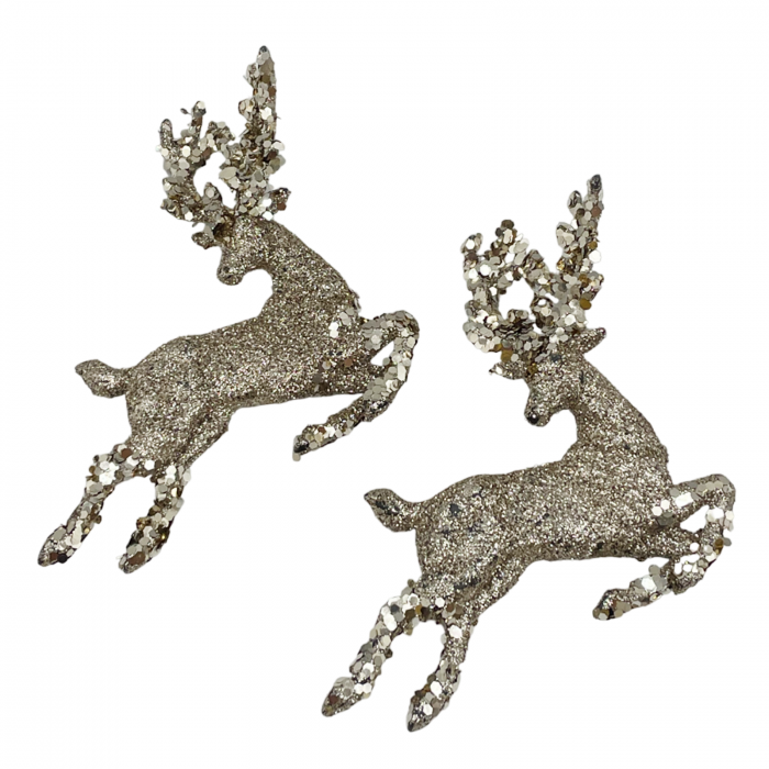 Set 2 Ornamente brad Craciun Ren DASHER, Sampanie, 11cm [1]