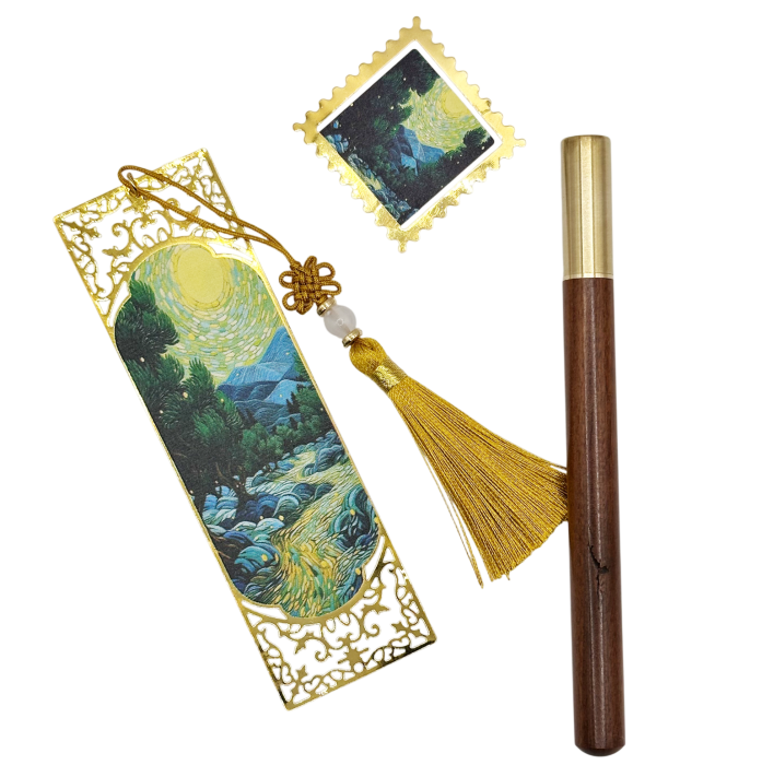 Set 2 Semne de Carte metalice si Pix GREEEN FOREST [2]