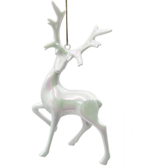 Ornament brad Craciun Ren RAINBOW, Alb, 9x16cm [1]