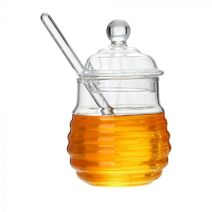 Recipient din sticla pentru miere, Honey, Cu picurator [3]