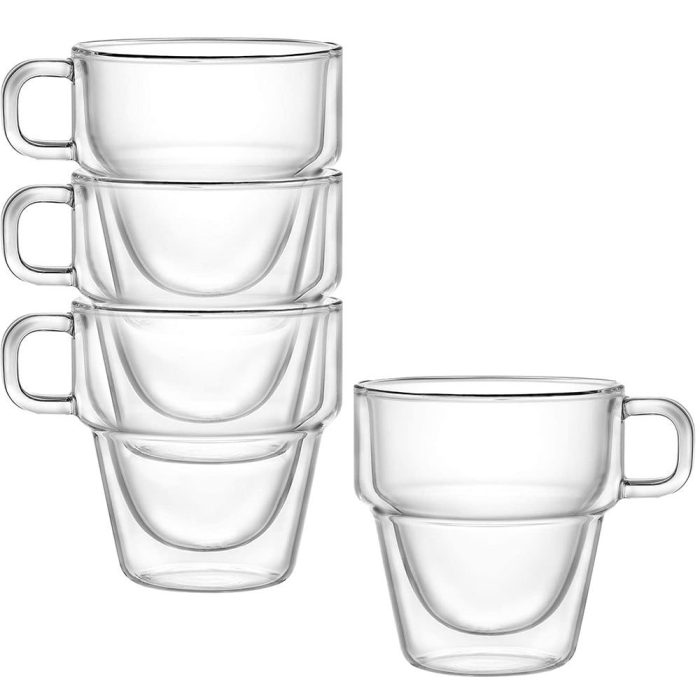 Set 4 Cani sticla termorezistenta COFFEE Suprapozabile [3]
