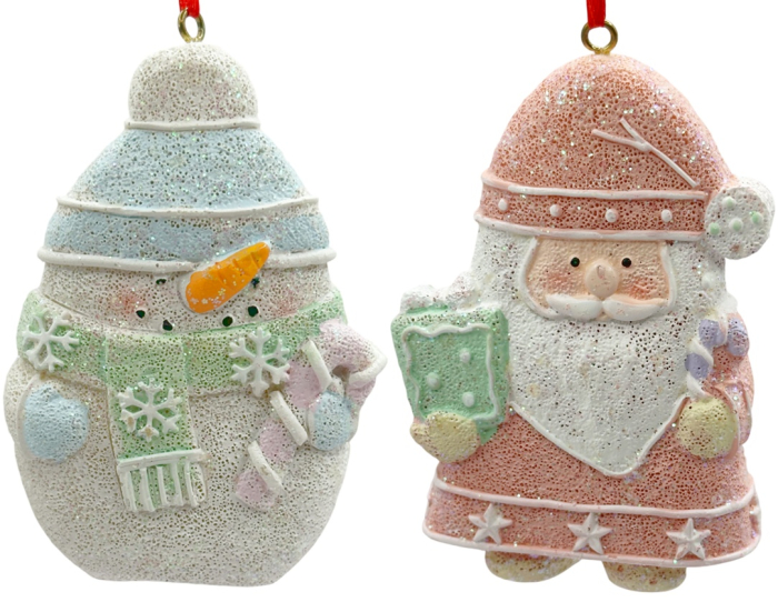 Set 4 decorațiuni de Crăciun PASTEL – Brad, Moș, Om de Zăpadă și Spiriduș [2]