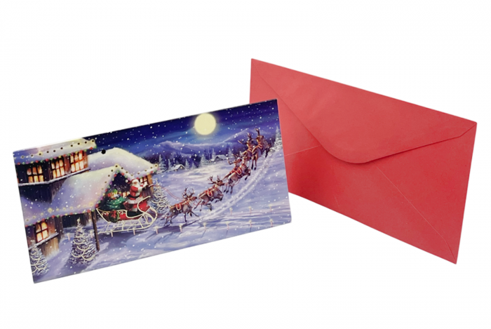 Felicitare Craciun SANTA IS COMING, 18x9cm [2]