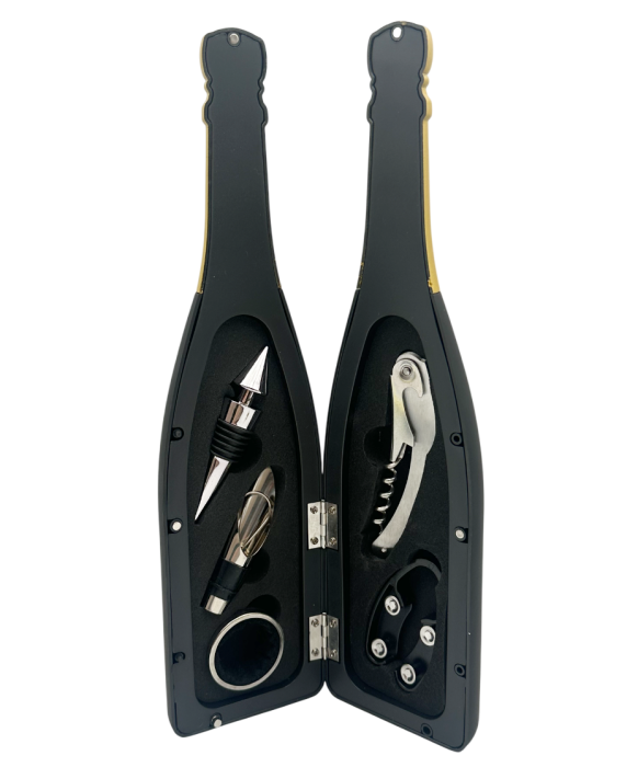 Set Accesorii Vin in Cutie Tip Sticla CHAMPAGNE – 5 Piese [3]