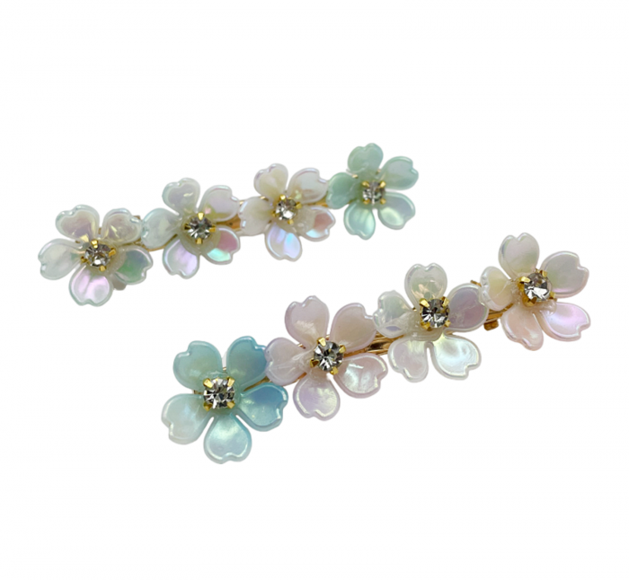 Set 2 agrafe de par FLOWERS, Auriu [2]