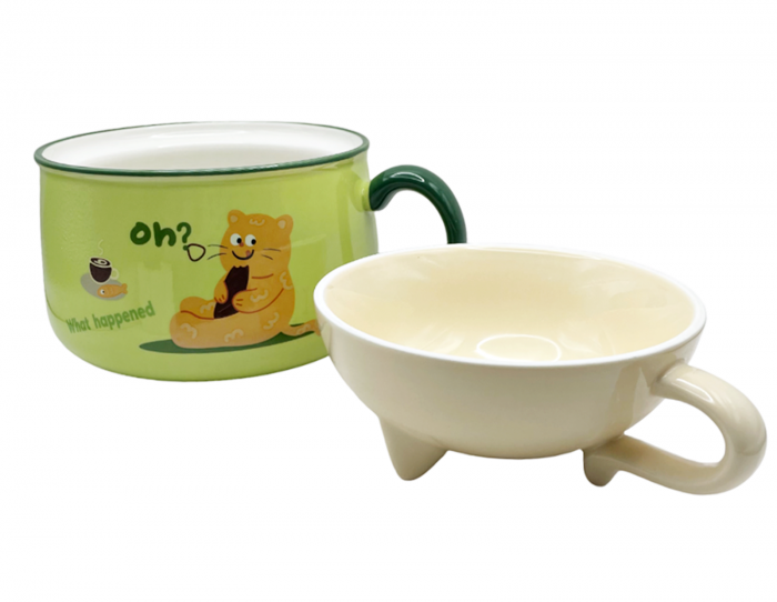 Set Cana & Bol servire, PISICA MICKY, Verde [2]