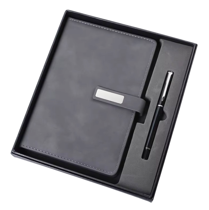 Set cadou, Agenda nedatata A5 si pix metalic ARCHIE DELUXE, Negru, 20x23cm [1]
