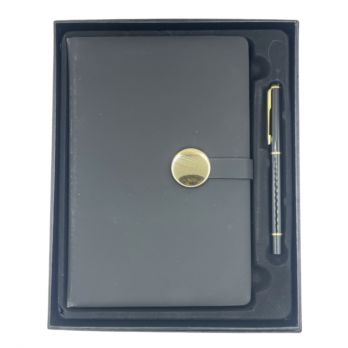 Set cadou, Agenda nedatata A5 si pix metalic COLLIN DELUXE, Gri, 20x23cm [1]