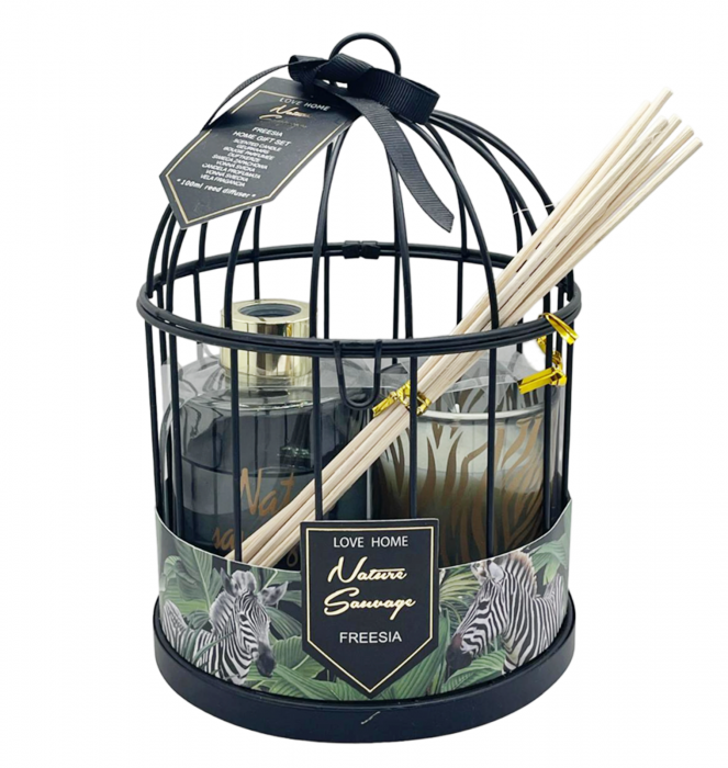 Set cadou Colivie cu Lumanare & Difuzor parfum PAOLA, Frezie [1]