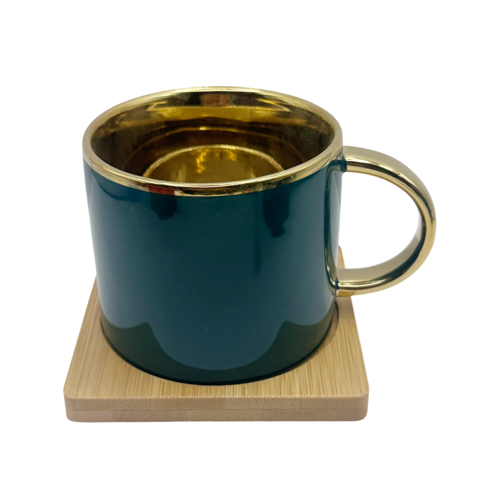 Set cana 250 ml cu lingurita si suport bambus MIDNIGHT - Verde [3]