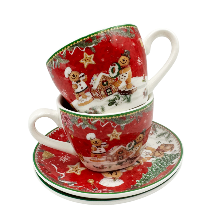 Set Ceainic, 2 Cesti si 2 Farfurii JOLLY - Model Turta Dulce [3]